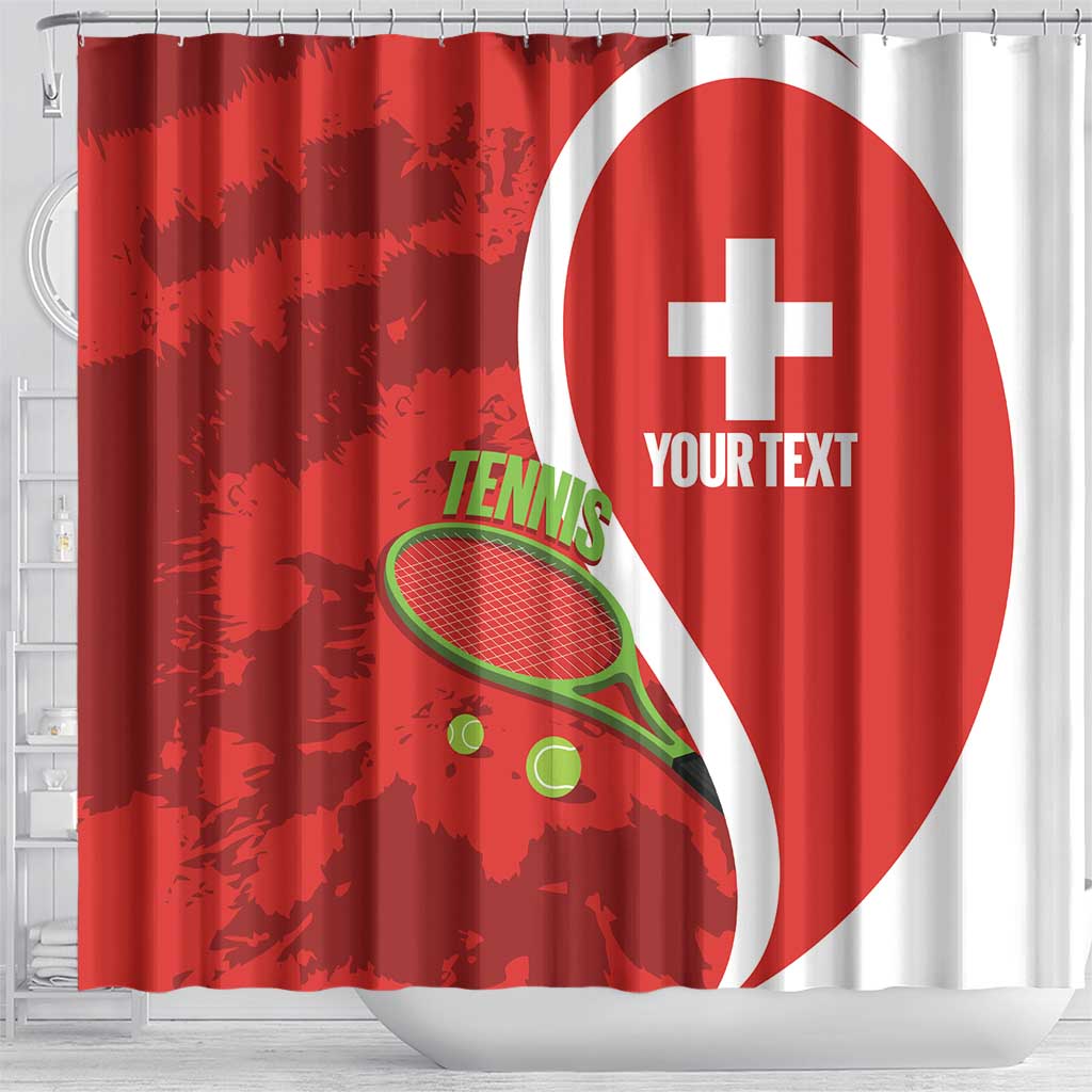 Personalised Switzerland Tennis Shower Curtain Swiss Born To Play - Wonder Print Shop