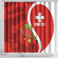 Personalised Switzerland Tennis Shower Curtain Swiss Born To Play - Wonder Print Shop