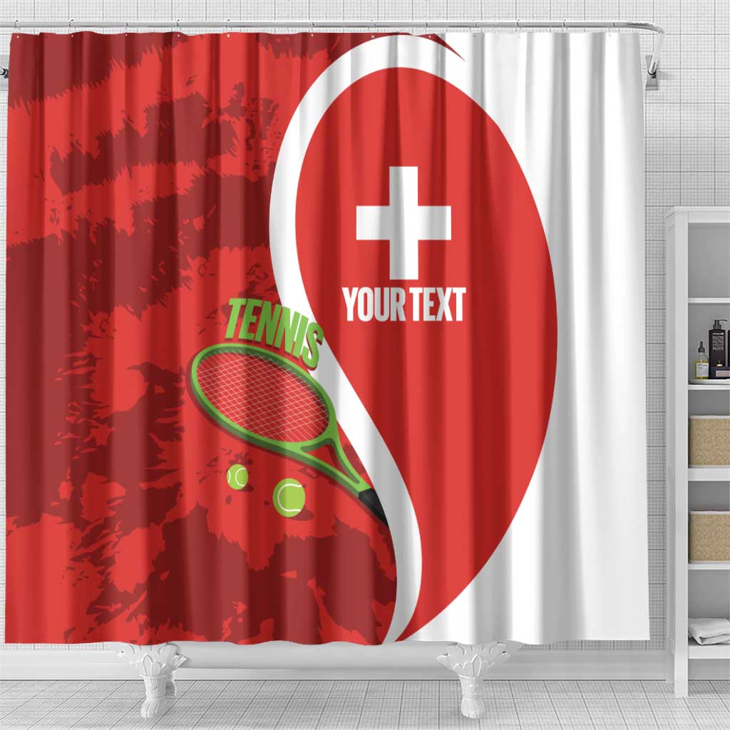 Personalised Switzerland Tennis Shower Curtain Swiss Born To Play - Wonder Print Shop