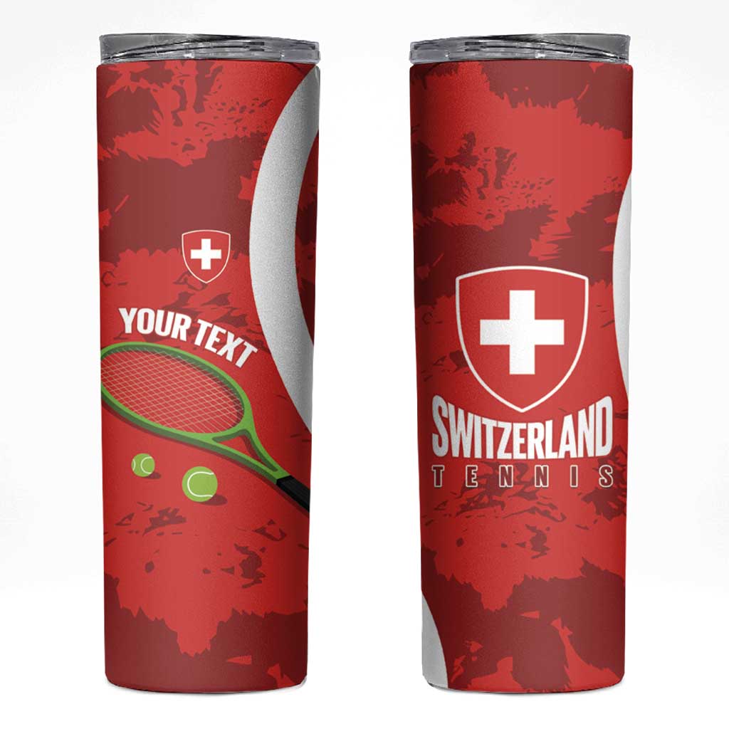 Personalised Switzerland Tennis Skinny Tumbler Swiss Born To Play - Wonder Print Shop
