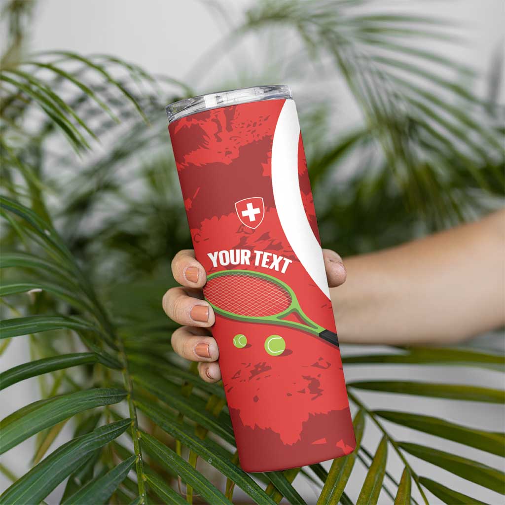 Personalised Switzerland Tennis Skinny Tumbler Swiss Born To Play - Wonder Print Shop