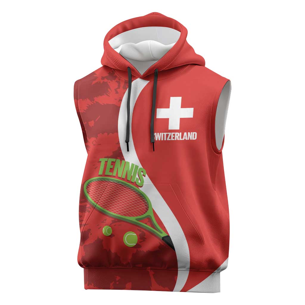Personalised Switzerland Tennis Sleeveless Hoodie Swiss Born To Play - Wonder Print Shop