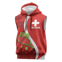 Personalised Switzerland Tennis Sleeveless Hoodie Swiss Born To Play - Wonder Print Shop