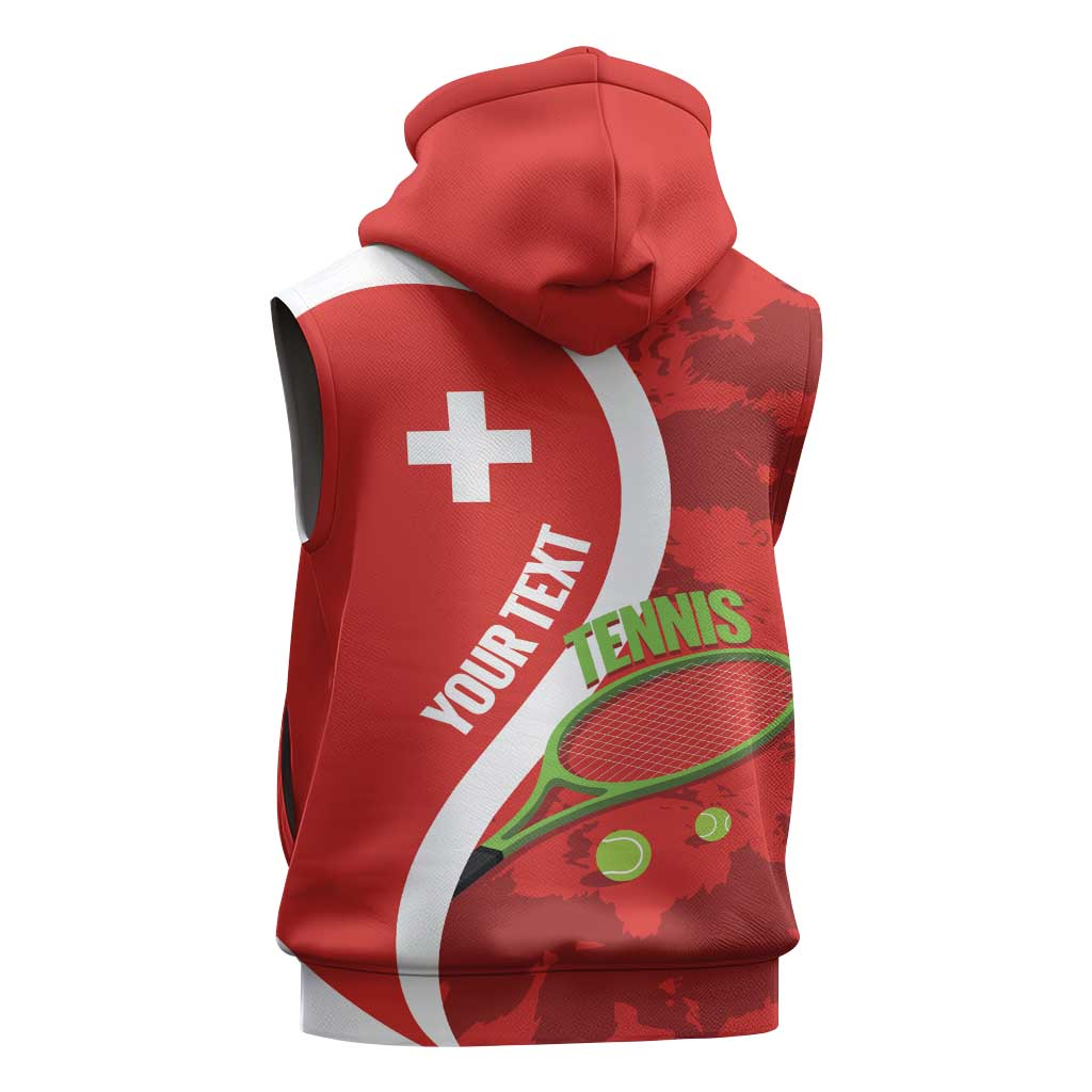 Personalised Switzerland Tennis Sleeveless Hoodie Swiss Born To Play - Wonder Print Shop