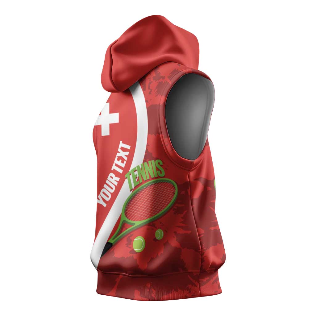 Personalised Switzerland Tennis Sleeveless Hoodie Swiss Born To Play - Wonder Print Shop