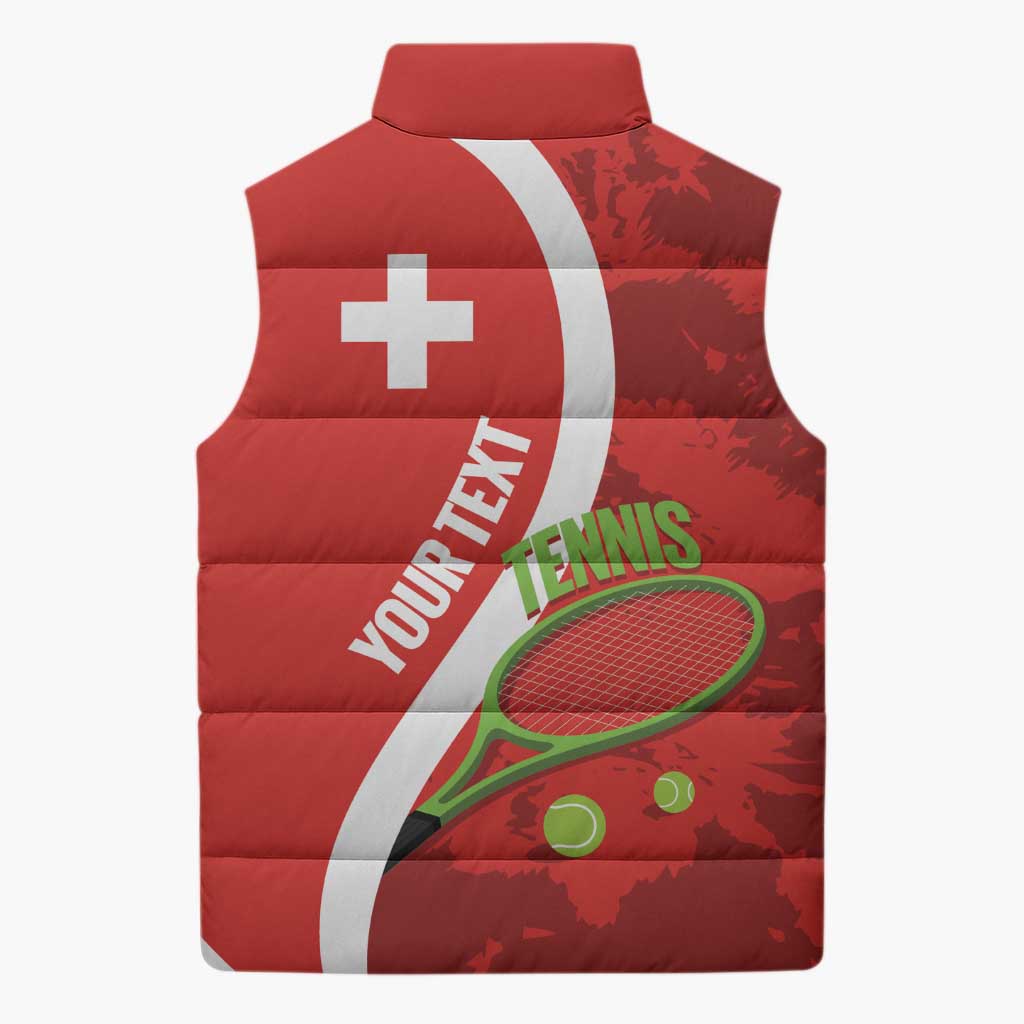 Personalised Switzerland Tennis Sleeveless Puffer Jacket Swiss Born To Play - Wonder Print Shop