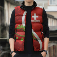 Personalised Switzerland Tennis Sleeveless Puffer Jacket Swiss Born To Play - Wonder Print Shop