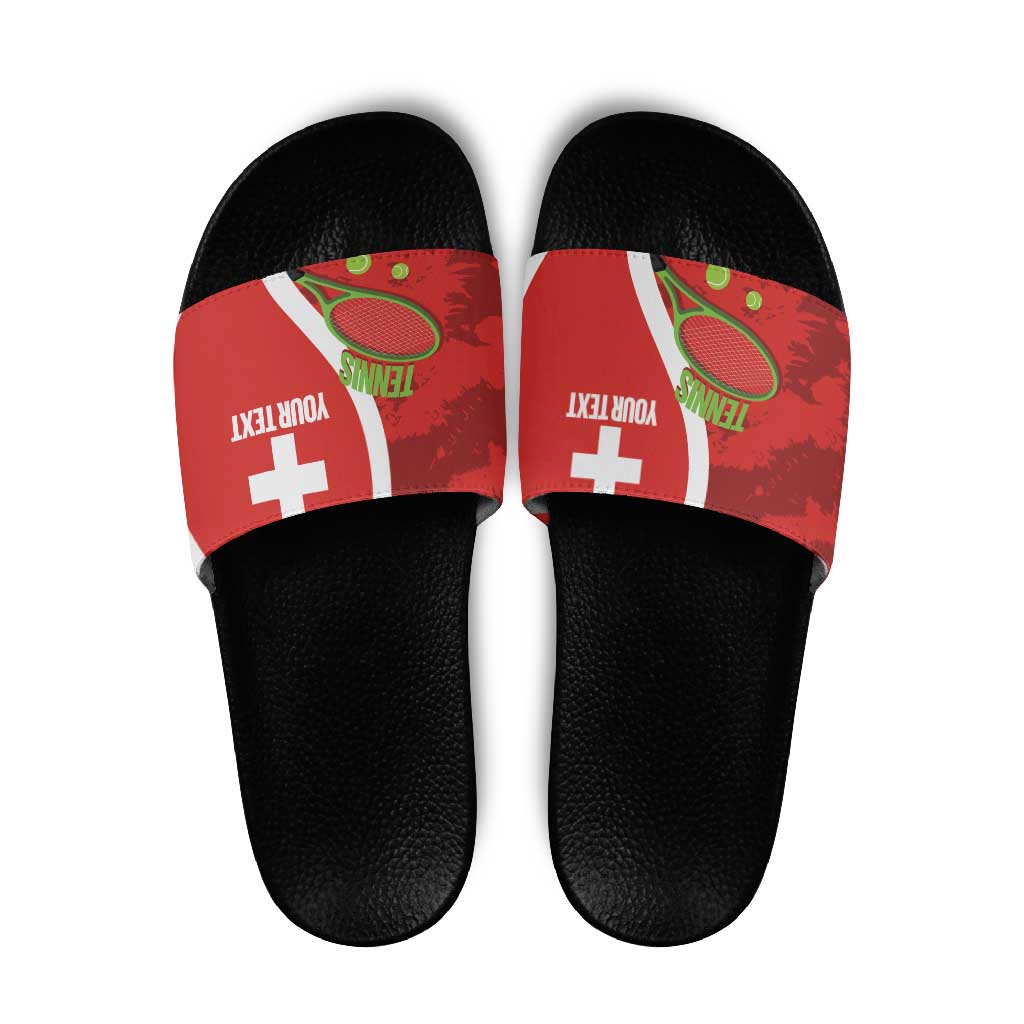 Personalised Switzerland Tennis Slide Sandals Swiss Born To Play - Wonder Print Shop