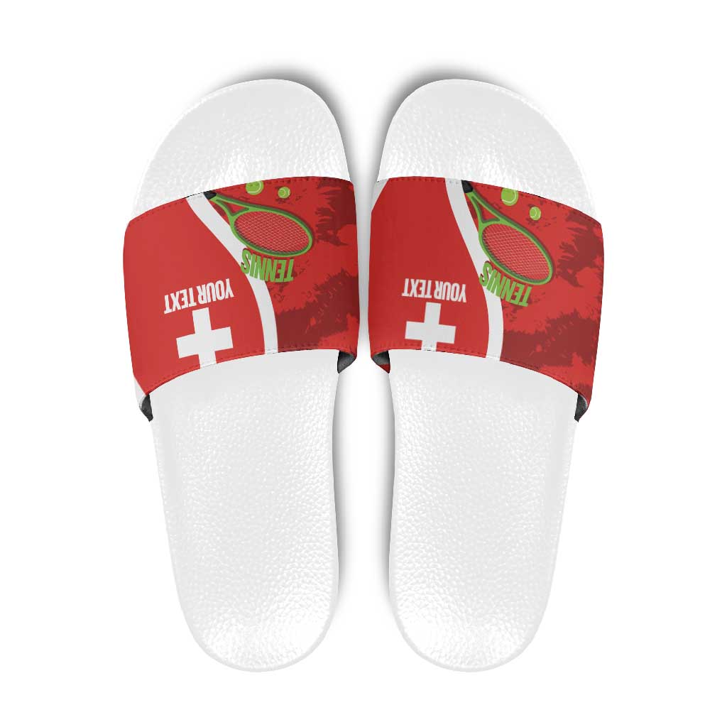 Personalised Switzerland Tennis Slide Sandals Swiss Born To Play - Wonder Print Shop