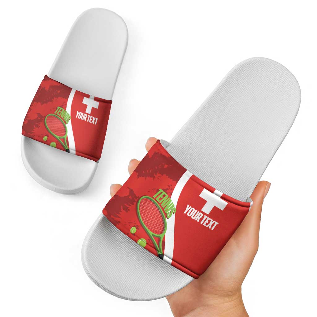 Personalised Switzerland Tennis Slide Sandals Swiss Born To Play - Wonder Print Shop