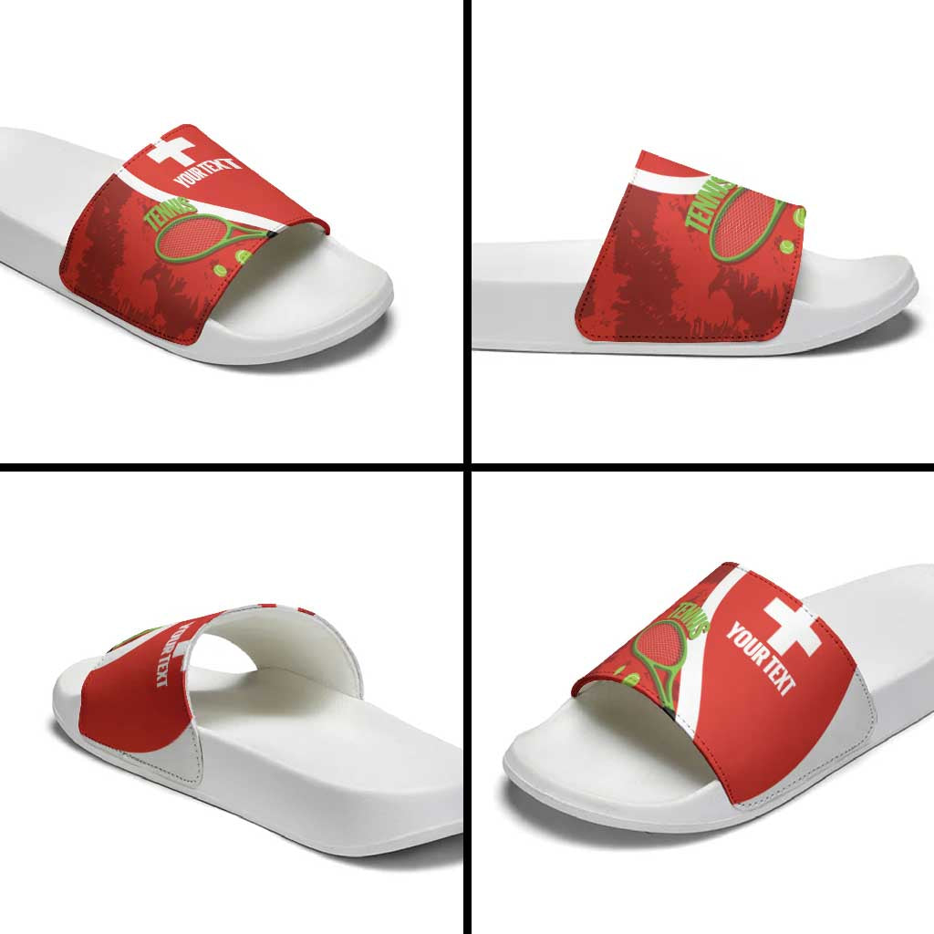 Personalised Switzerland Tennis Slide Sandals Swiss Born To Play - Wonder Print Shop