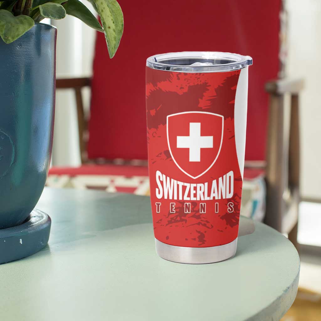 Personalised Switzerland Tennis Tumbler Cup Swiss Born To Play - Wonder Print Shop