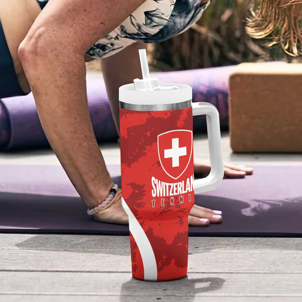 Personalised Switzerland Tennis Tumbler With Handle Swiss Born To Play - Wonder Print Shop