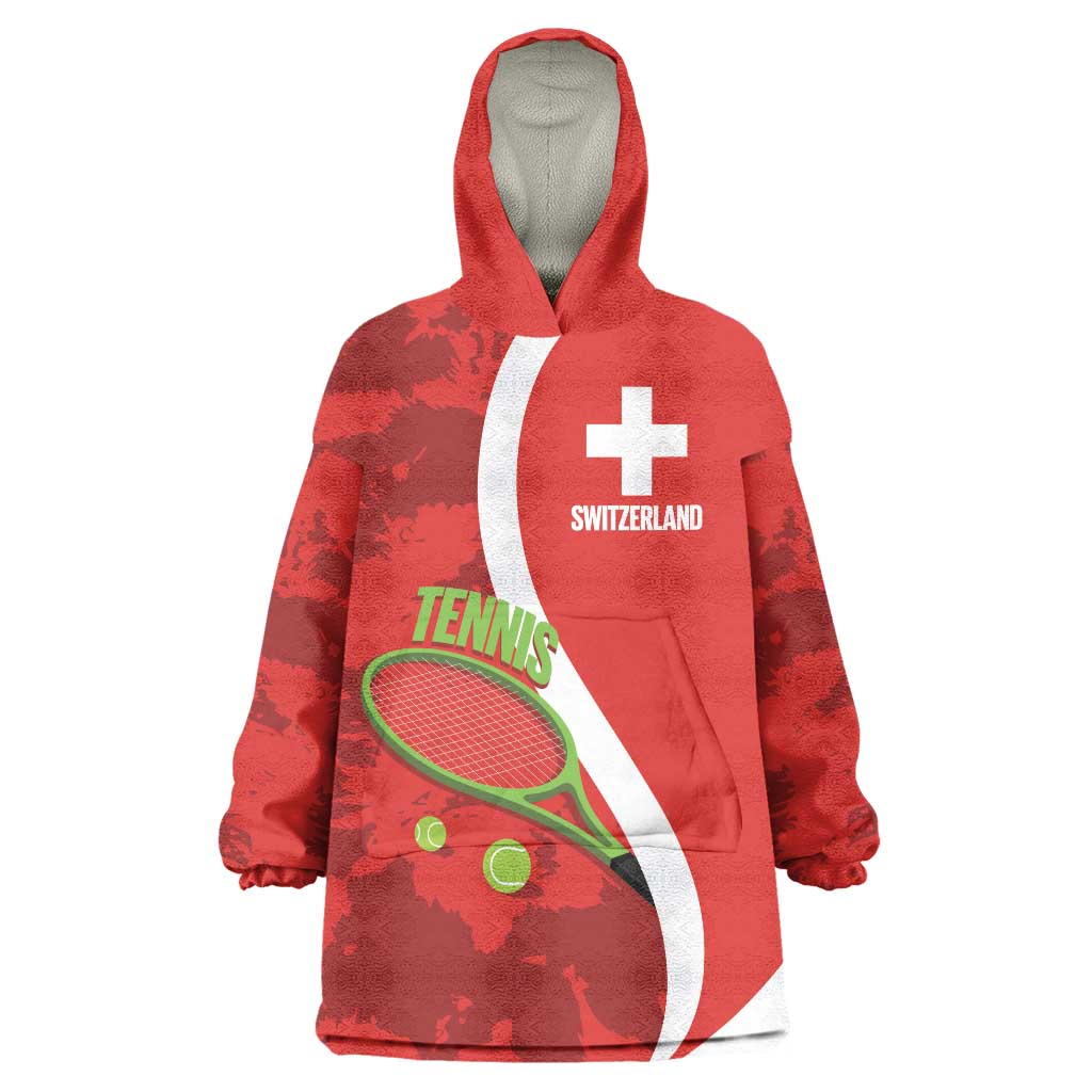 Personalised Switzerland Tennis Wearable Blanket Hoodie Swiss Born To Play - Wonder Print Shop