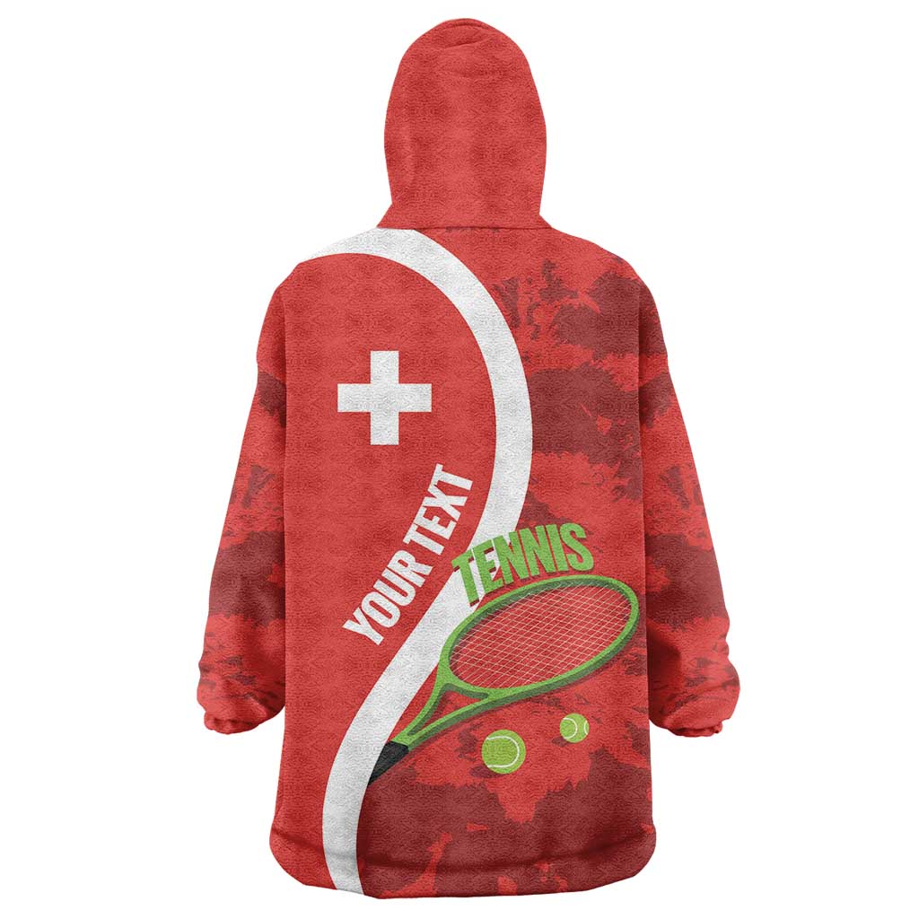 Personalised Switzerland Tennis Wearable Blanket Hoodie Swiss Born To Play - Wonder Print Shop