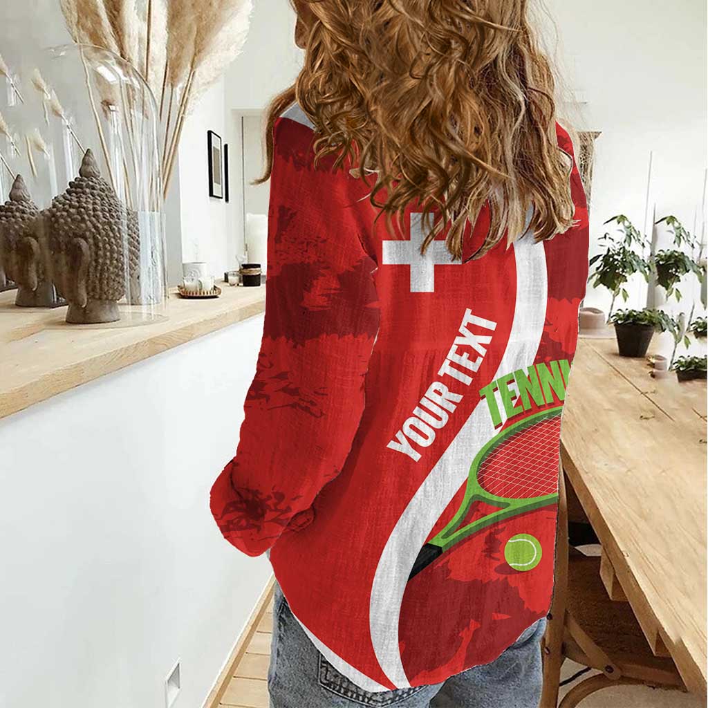 Personalised Switzerland Tennis Women Casual Shirt Swiss Born To Play - Wonder Print Shop