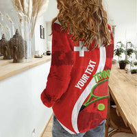 Personalised Switzerland Tennis Women Casual Shirt Swiss Born To Play - Wonder Print Shop