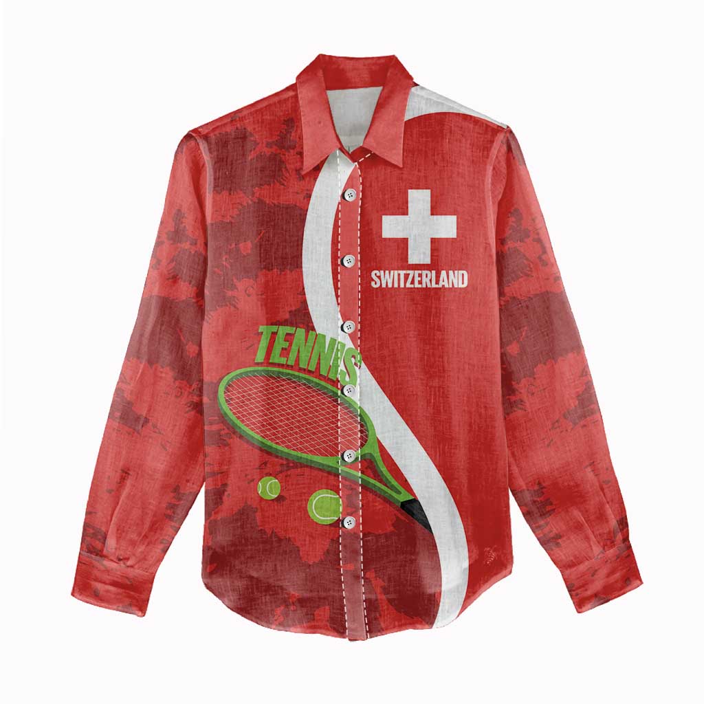 Personalised Switzerland Tennis Women Casual Shirt Swiss Born To Play - Wonder Print Shop