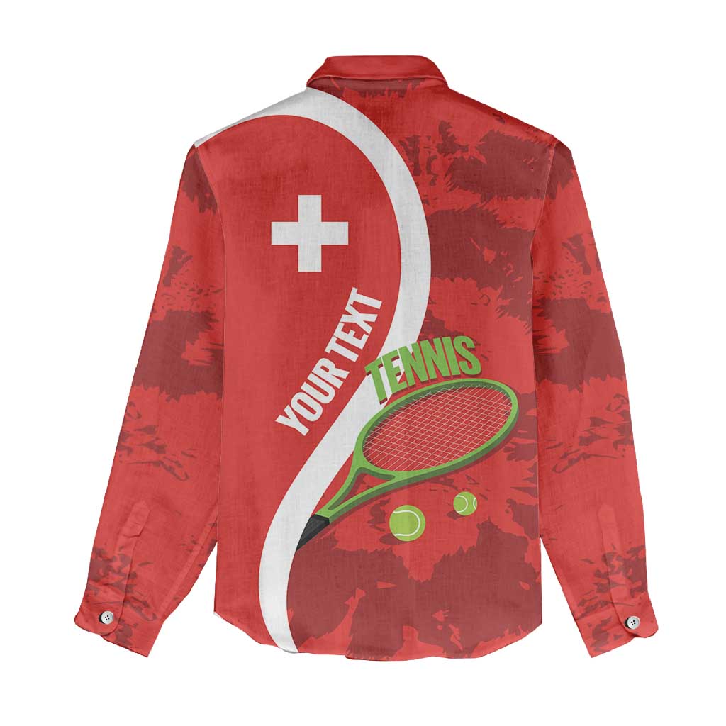 Personalised Switzerland Tennis Women Casual Shirt Swiss Born To Play - Wonder Print Shop