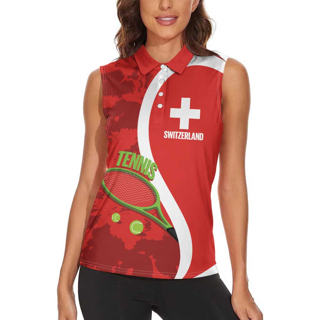 Personalised Switzerland Tennis Women Sleeveless Polo Shirt Swiss Born To Play - Wonder Print Shop