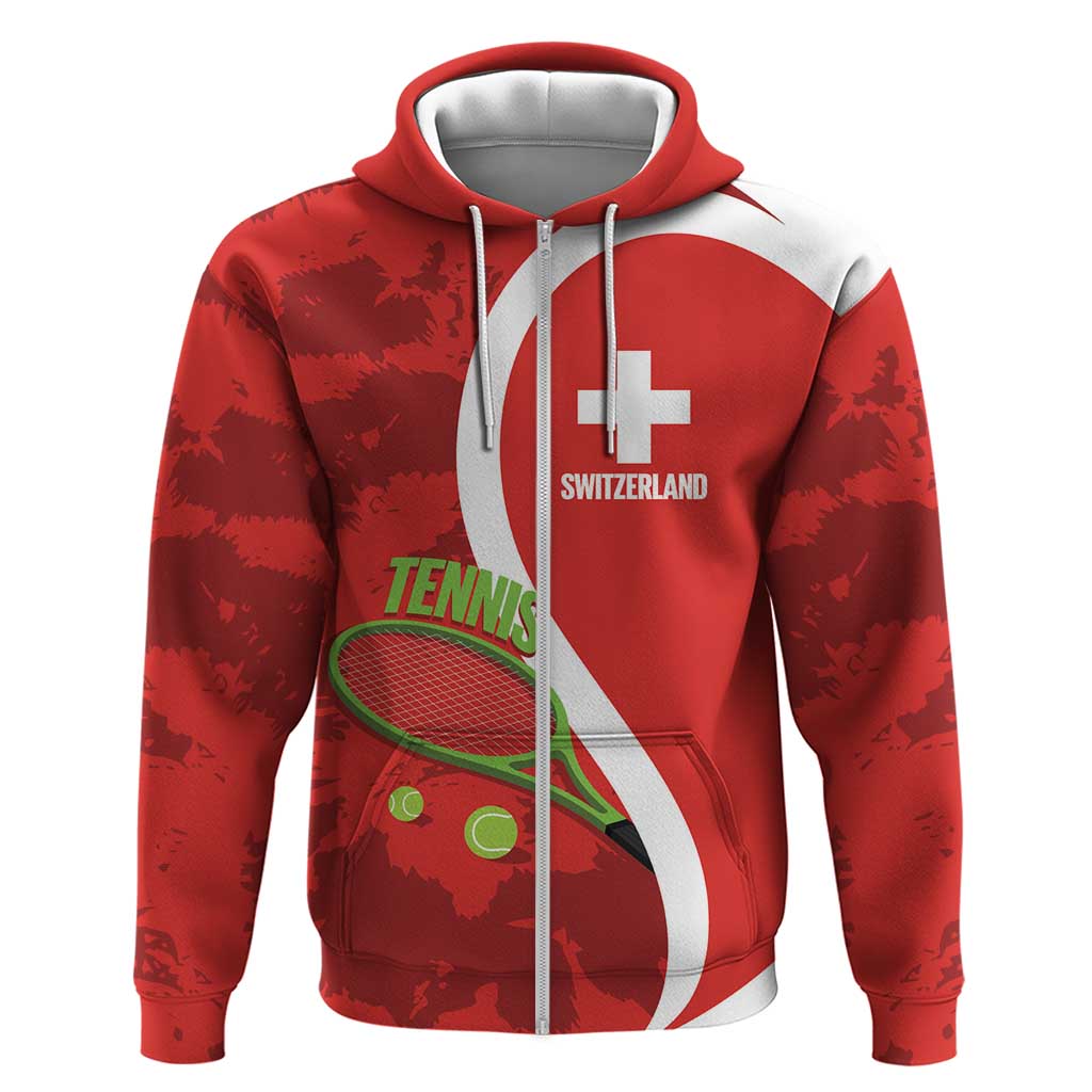 Personalised Switzerland Tennis Zip Hoodie Swiss Born To Play - Wonder Print Shop