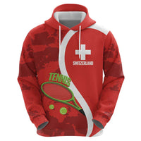 Personalised Switzerland Tennis Zip Hoodie Swiss Born To Play - Wonder Print Shop
