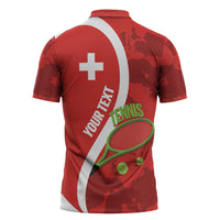 Personalised Switzerland Tennis Zipper Polo Shirt Swiss Born To Play - Wonder Print Shop