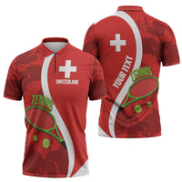 Personalised Switzerland Tennis Zipper Polo Shirt Swiss Born To Play - Wonder Print Shop