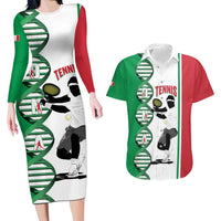 Personalised Italy Tennis Couples Matching Long Sleeve Bodycon Dress and Hawaiian Shirt Its In My DNA - Wonder Print Shop