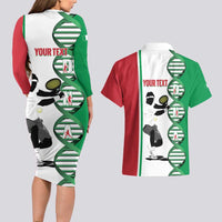 Personalised Italy Tennis Couples Matching Long Sleeve Bodycon Dress and Hawaiian Shirt Its In My DNA - Wonder Print Shop