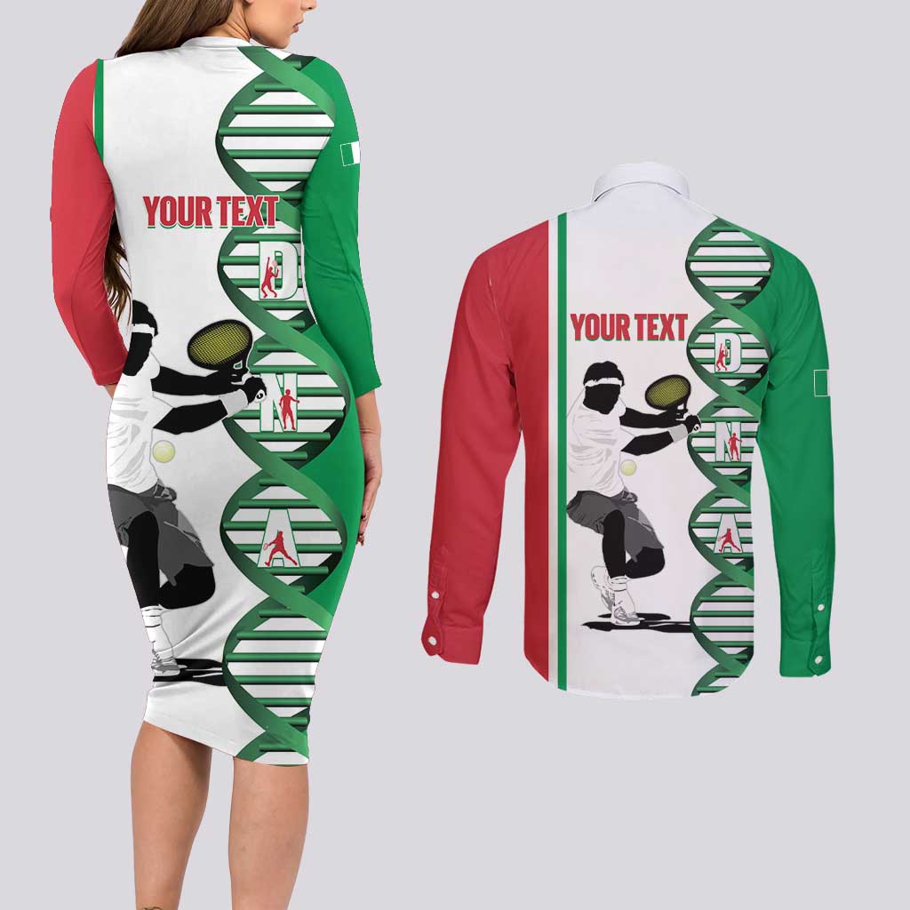 Personalised Italy Tennis Couples Matching Long Sleeve Bodycon Dress and Long Sleeve Button Shirt Its In My DNA - Wonder Print Shop