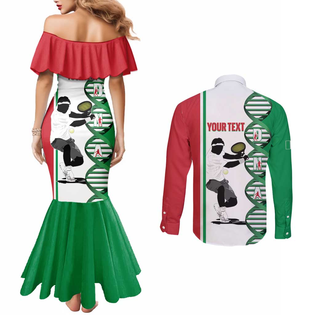 Personalised Italy Tennis Couples Matching Mermaid Dress and Long Sleeve Button Shirt Its In My DNA - Wonder Print Shop