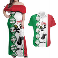 Personalised Italy Tennis Couples Matching Off Shoulder Maxi Dress and Hawaiian Shirt Its In My DNA - Wonder Print Shop