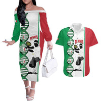 Personalised Italy Tennis Couples Matching Off The Shoulder Long Sleeve Dress and Hawaiian Shirt Its In My DNA - Wonder Print Shop