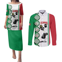 Personalised Italy Tennis Couples Matching Puletasi and Long Sleeve Button Shirt Its In My DNA - Wonder Print Shop
