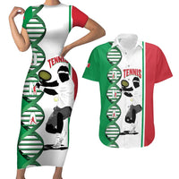 Personalised Italy Tennis Couples Matching Short Sleeve Bodycon Dress and Hawaiian Shirt Its In My DNA - Wonder Print Shop