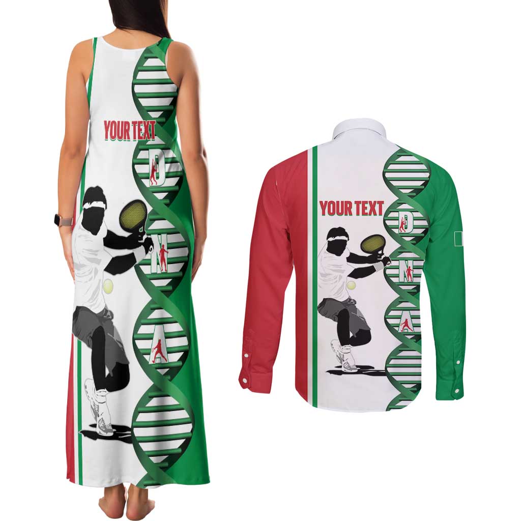 Personalised Italy Tennis Couples Matching Tank Maxi Dress and Long Sleeve Button Shirt Its In My DNA - Wonder Print Shop