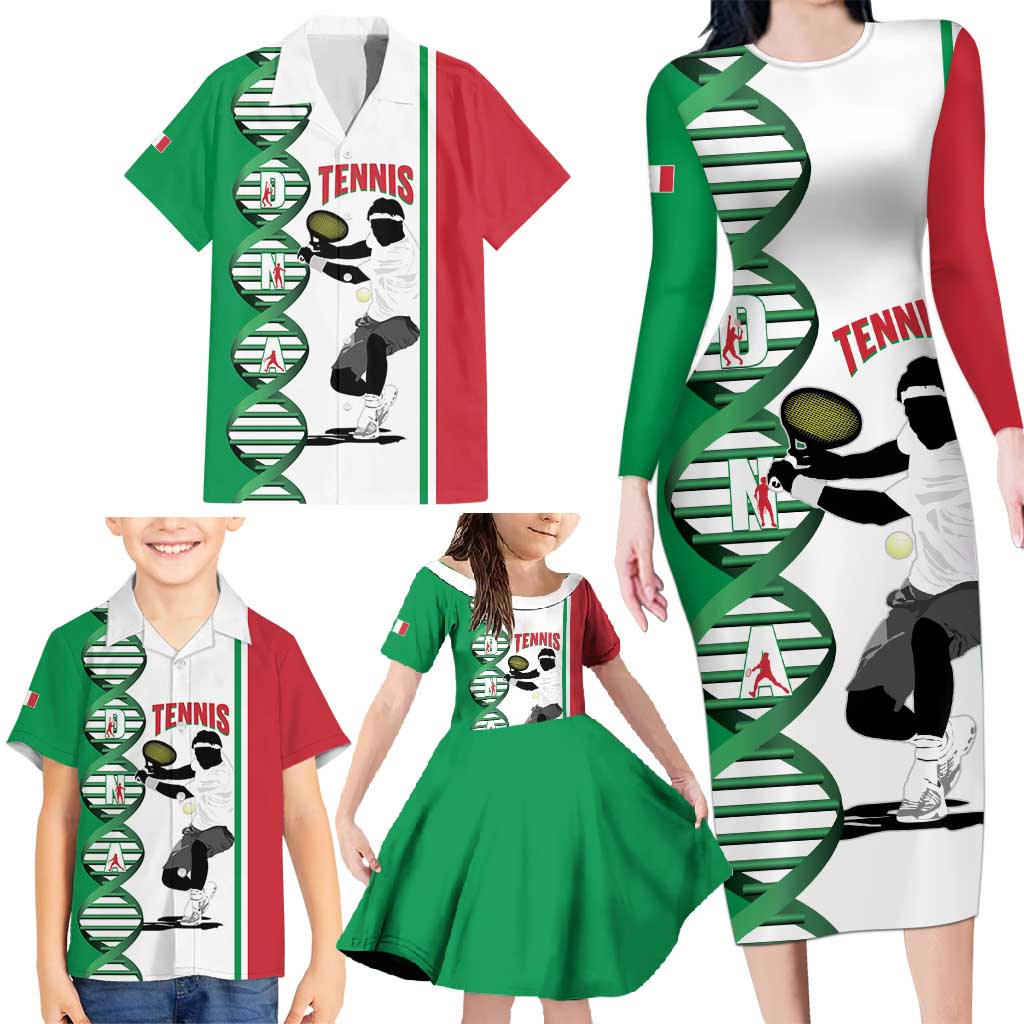 Personalised Italy Tennis Family Matching Long Sleeve Bodycon Dress and Hawaiian Shirt Its In My DNA - Wonder Print Shop