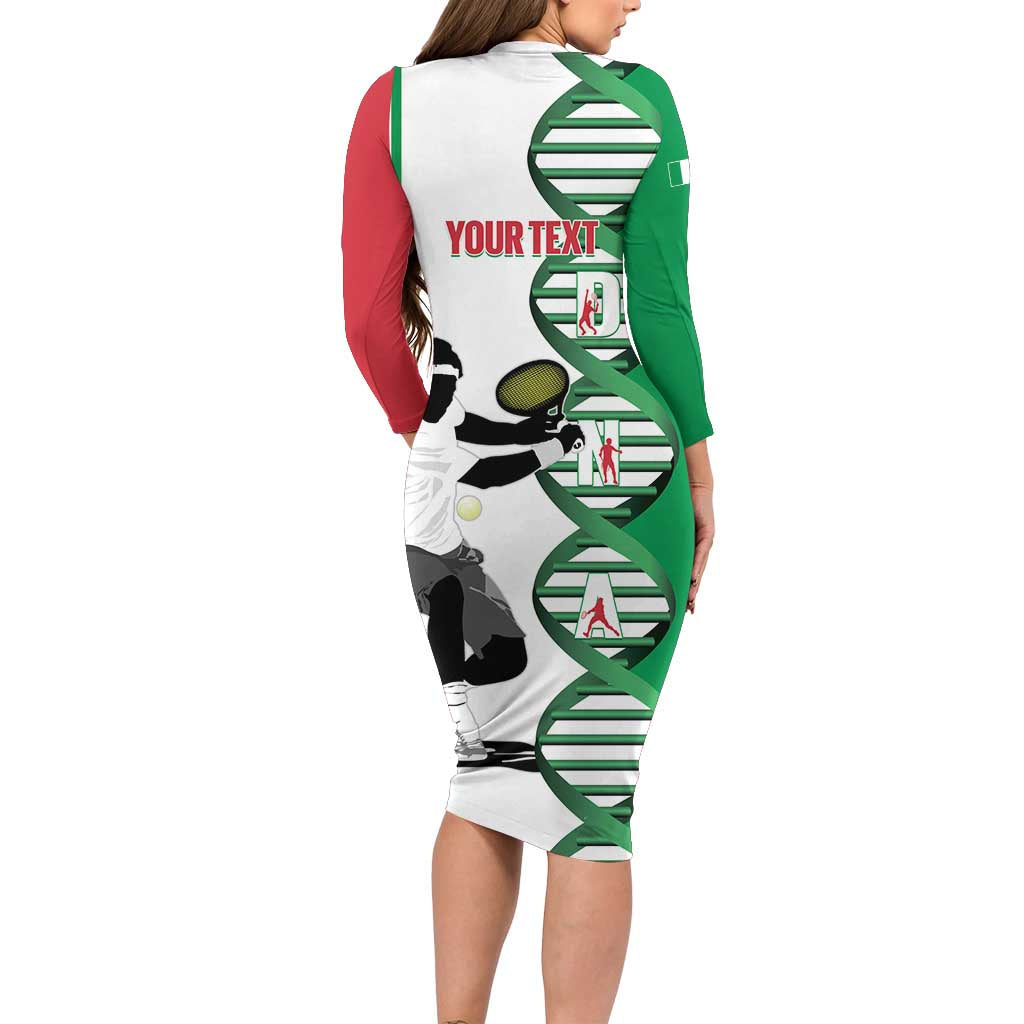 Personalised Italy Tennis Family Matching Long Sleeve Bodycon Dress and Hawaiian Shirt Its In My DNA - Wonder Print Shop