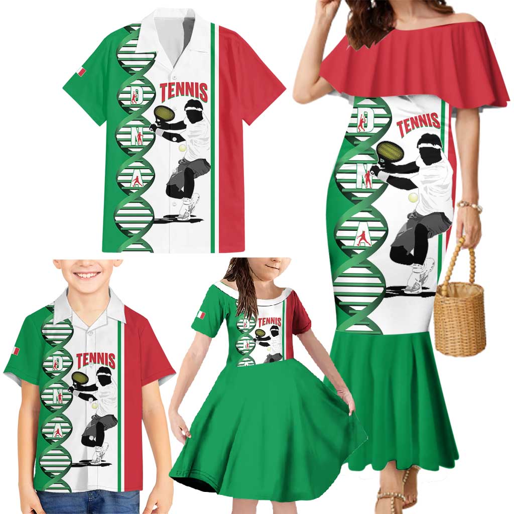 Personalised Italy Tennis Family Matching Mermaid Dress and Hawaiian Shirt Its In My DNA - Wonder Print Shop