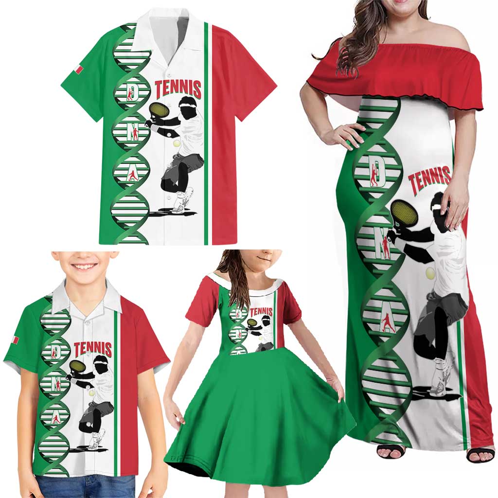 Personalised Italy Tennis Family Matching Off Shoulder Maxi Dress and Hawaiian Shirt Its In My DNA - Wonder Print Shop
