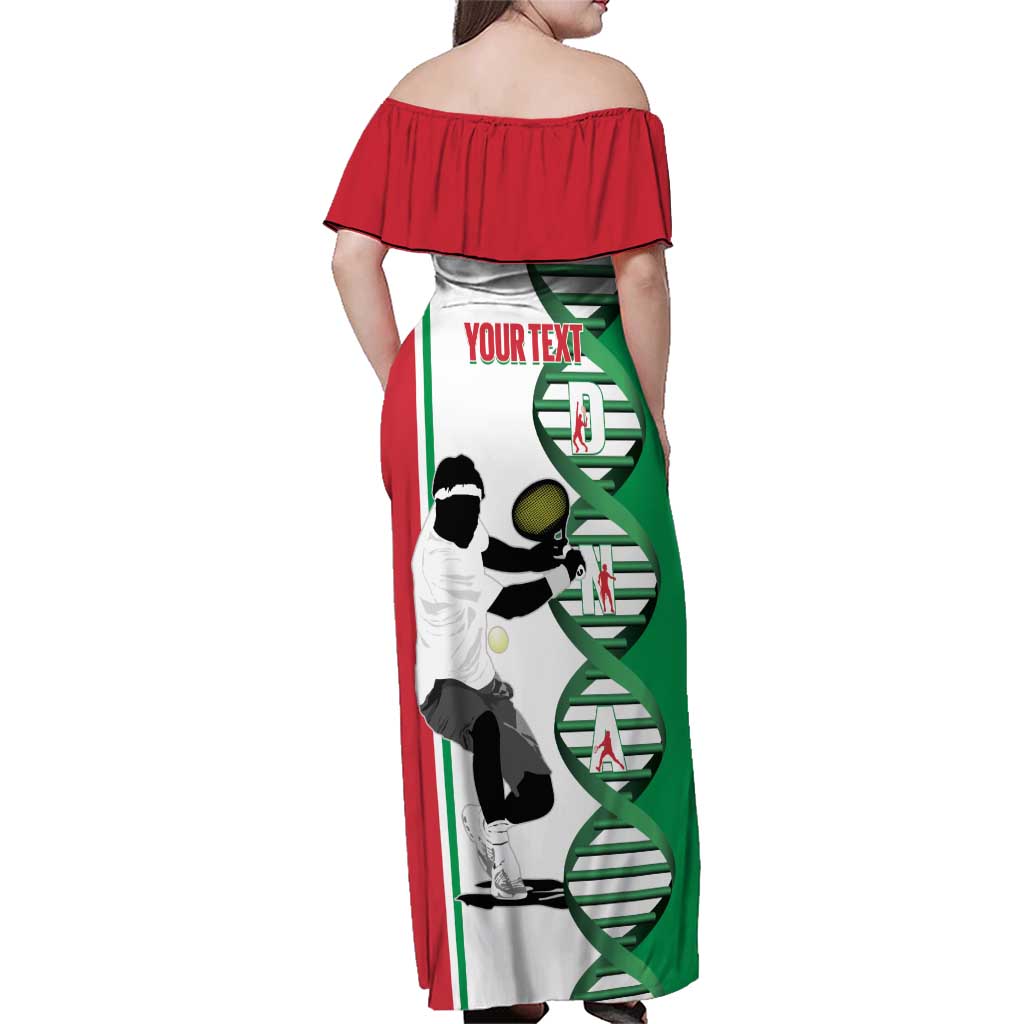 Personalised Italy Tennis Family Matching Off Shoulder Maxi Dress and Hawaiian Shirt Its In My DNA - Wonder Print Shop