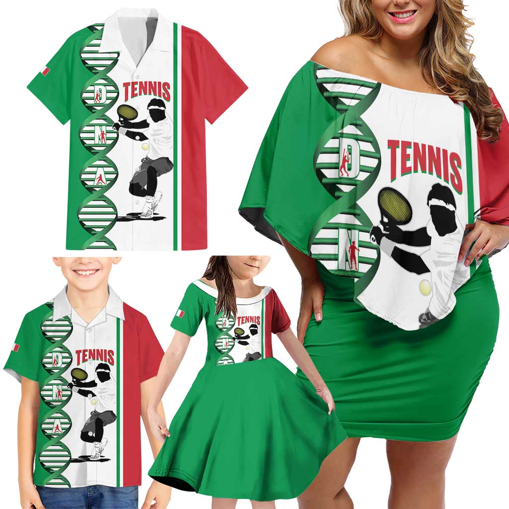 Personalised Italy Tennis Family Matching Off Shoulder Short Dress and Hawaiian Shirt Its In My DNA - Wonder Print Shop