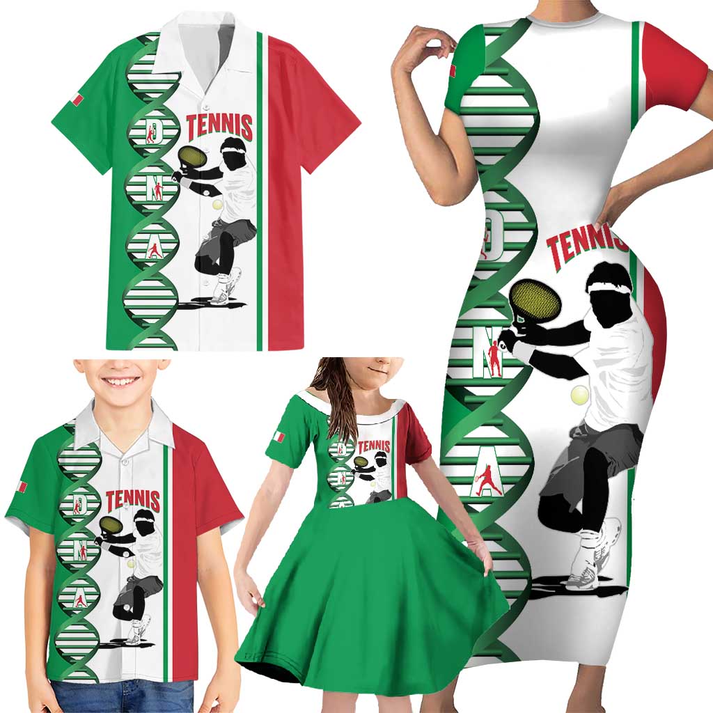 Personalised Italy Tennis Family Matching Short Sleeve Bodycon Dress and Hawaiian Shirt Its In My DNA - Wonder Print Shop