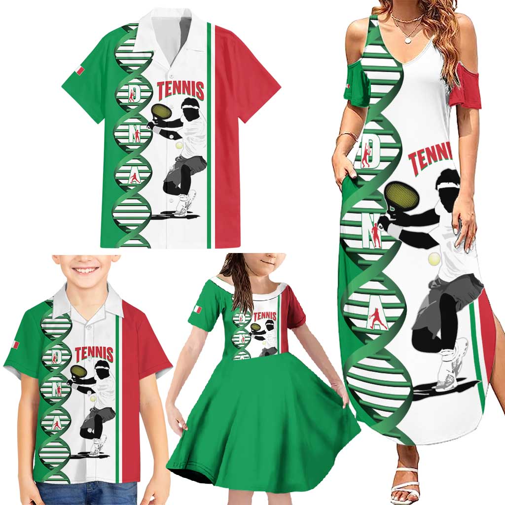Personalised Italy Tennis Family Matching Summer Maxi Dress and Hawaiian Shirt Its In My DNA - Wonder Print Shop