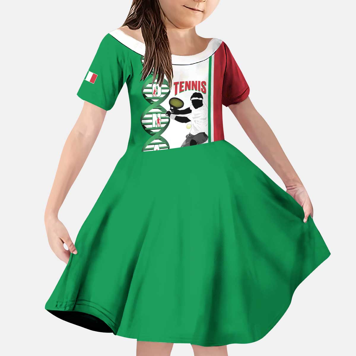Personalised Italy Tennis Kid Short Sleeve Dress Its In My DNA - Wonder Print Shop