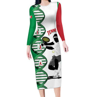 Personalised Italy Tennis Long Sleeve Bodycon Dress Its In My DNA - Wonder Print Shop