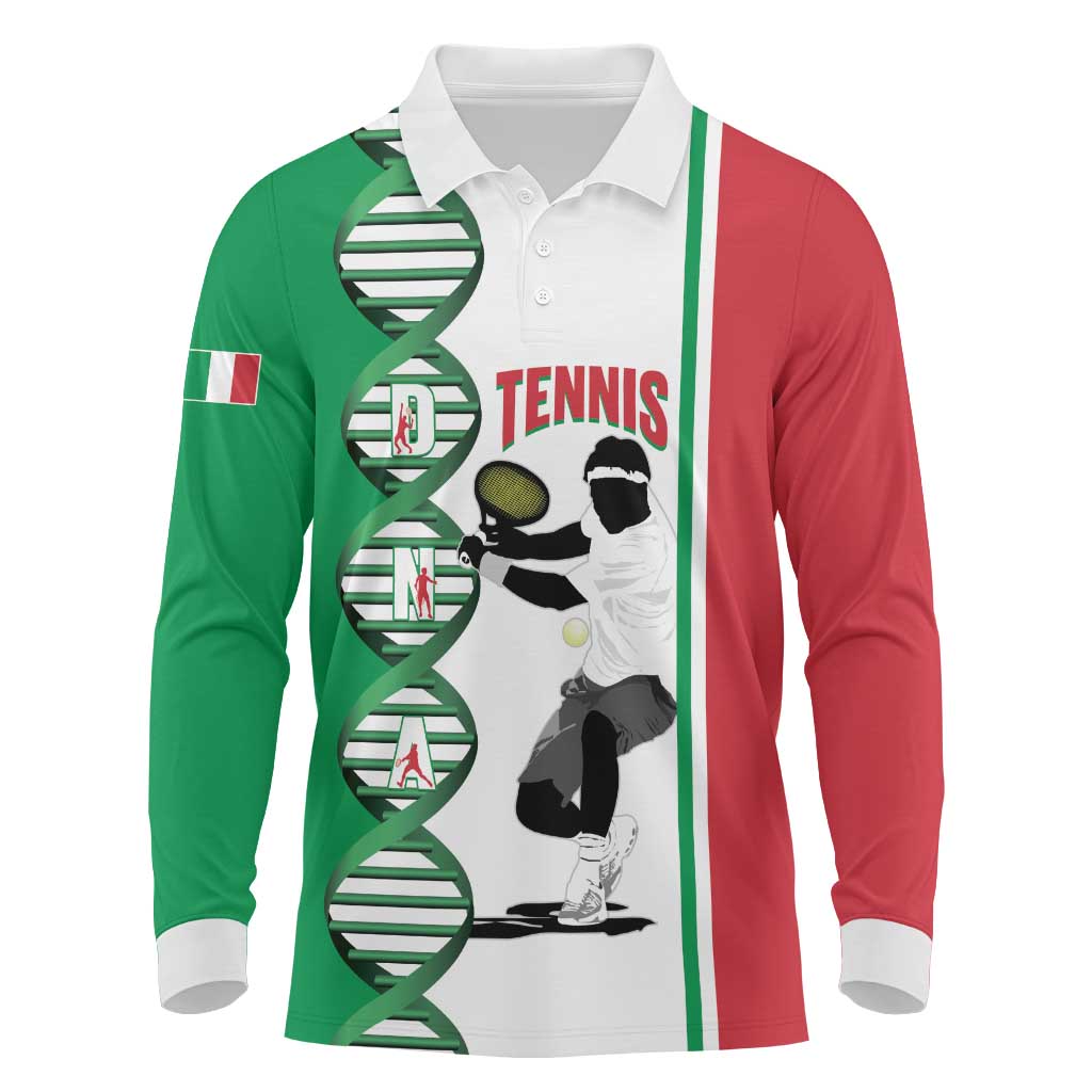 Personalised Italy Tennis Long Sleeve Polo Shirt Its In My DNA - Wonder Print Shop