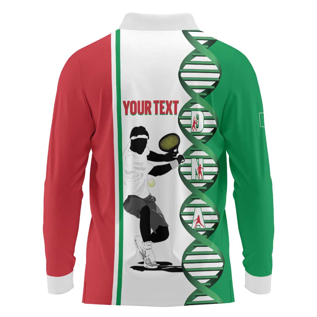 Personalised Italy Tennis Long Sleeve Polo Shirt Its In My DNA - Wonder Print Shop