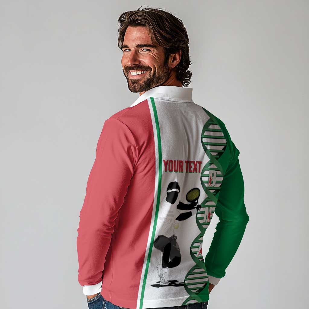 Personalised Italy Tennis Long Sleeve Polo Shirt Its In My DNA - Wonder Print Shop
